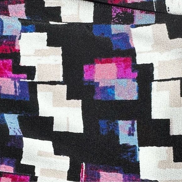 JESSICA Howard Midi Black Belted Geometric-Print A-Line Dress Size 10P - Picture 9 of 11